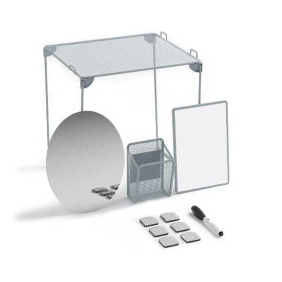 NEW School Locker Organizer Shelf Whiteboard Storage Cup Dry Erase Mirror Magnet - Picture 1 of 6